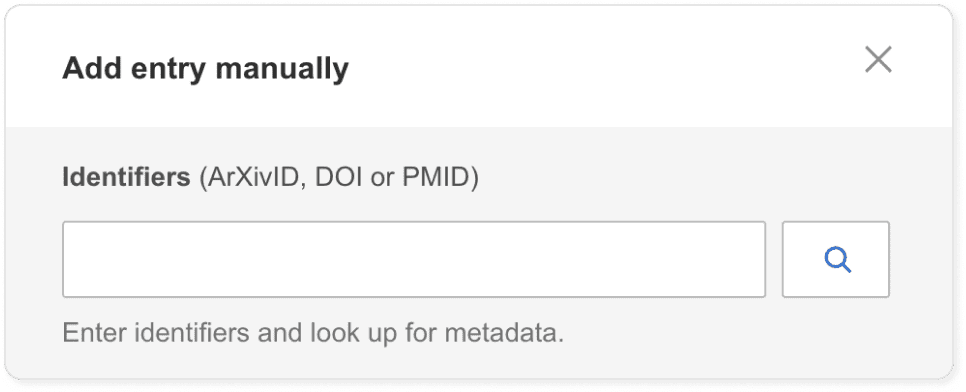 Mendeley add entry by indentifier feature